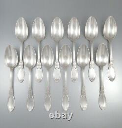 Antique French Silver Plated Flatware Set for Twelve, Neoclassic Ribbons, 24 pcs