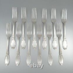 Antique French Silver Plated Flatware Set for Twelve, Neoclassic Ribbons, 24 pcs