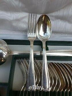 Antique French, Silver plated flatware, Set 37 pieces, Ravinet d'Enfert, Art Deco