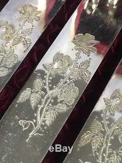 Antique Joseph Elliot & Sons Silverplate & Mother of Pearl Box Fork & Knife Set