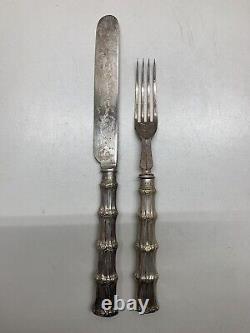 Antique Martin Hall Fork & Knife Flatware Set Of 12 Silver Plate Bamboo Pattern