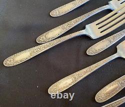 Antique NATIONAL silverplate flatware set SERVICE for 8 (52) pieces made in 1936