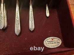 Antique Nobility Plate Royal Rose Silverware 53 Piece In Original Wooden Case