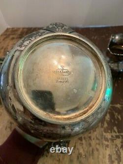 Antique Reed & Barton NO 3515 Silver Plate 3 Piece Tea Set Teapot Sugar Creamer