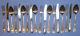 Antique Russian flatware floral silver plated set 6 spoons 6 knives 6 forks