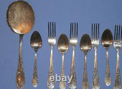 Antique Russian flatware silver plated set 6 spoons 5 forks and serving spoon