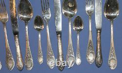 Antique Russian silver plated set 6 spoons 6 knives 5 forks 6 desert spoons