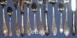 Antique Russian silver plated set 6 spoons 6 knives 6 forks 6 desert spoons