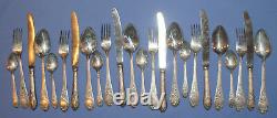 Antique Russian silver plated set 6 spoons 6 knives 6 forks 6 desert spoons