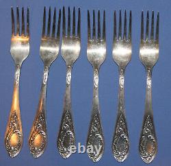 Antique Set 29 Pcs Russian Silver Plated Dining Flatware Forks, Knives & Spoons
