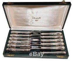 Antique Set of 12 Knives, Christofle, Marly pattern, Silverplated, France