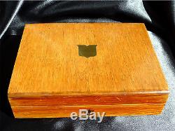 Antique Sheffield Fish Set in Locking Wood Box, MOP Handles, SP Blade, Ster Band
