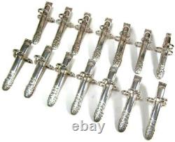 Antique Silver Plate Individual Asparagus Tongs Set of FOURTEEN