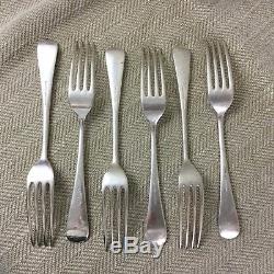 Antique Silver Plate Rattail Table Forks Flatware Cutlery Set of 6 Mappin & Webb