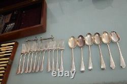Antique Silver Plated Canteen Cutlery Old English 12 Piece Setting Boxed 96 Piec