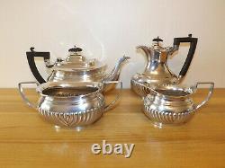 Antique Silver Plated Tea Set With Gadrooned Decoration