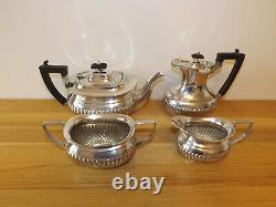 Antique Silver Plated Tea Set With Gadrooned Decoration