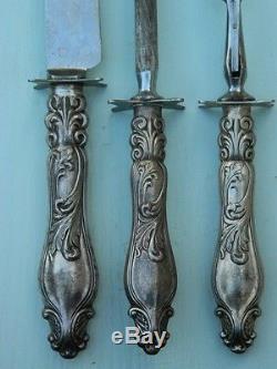 Antique Silverplate Flatware Art Nouveau Grecian 1892 Carving Set Knife Fork