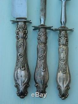 Antique Silverplate Flatware Art Nouveau Grecian 1892 Carving Set Knife Fork