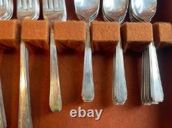 Antique Silverplate Flatware Set Stratford TOWER Art Deco 42 PCs & Box CC