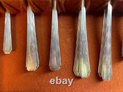 Antique Silverplate Flatware Set Stratford TOWER Art Deco 42 PCs & Box CC