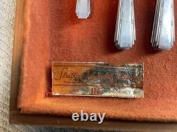 Antique Silverplate Flatware Set Stratford TOWER Art Deco 42 PCs & Box CC