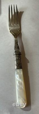 Antique Silverplate Levesley Bros Set 12 Mother Of Pearl Dessert Cutlery w BOX