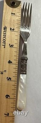 Antique Silverplate Levesley Bros Set 12 Mother Of Pearl Dessert Cutlery w BOX