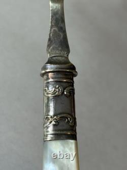 Antique Silverplate Levesley Bros Set 12 Mother Of Pearl Dessert Cutlery w BOX