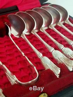 Antique Vtg Sheffield Silver Demitasse Spoon Coffee Tea Spoons Set Sugar Tongs