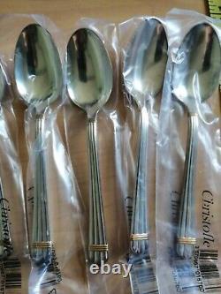 Aria Gold CHRISTOFLE 6 Tea coffee spoons SET FRANCE SILVERPLATED 5 2/8 NEW