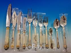 Aria Gold by Christofle France Silverplate Flatware Set 12 Service 141 pcs New