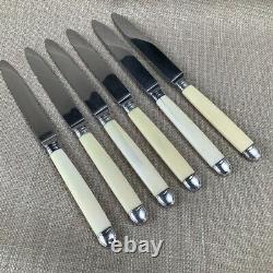 Art Deco Puiforcat Silver Plated Dessert Knives Set of 6 Antique Cutlery French