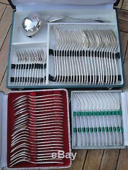 Authentic CHRISTOFLE Marot Coquille Silverplate Flatware Set 74 pieces