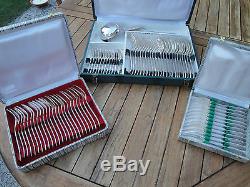 Authentic CHRISTOFLE Marot Coquille Silverplate Flatware Set 74 pieces