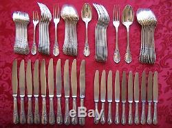Authentic Christofle Marly Silver Flatware Complete Set for 10/12