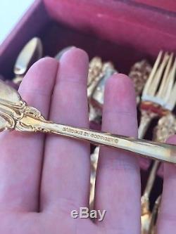 Baroque By Godinger SET OF 66 PIECE GOLD SILVERWARE SERVICE FOR 12 W BOX VINTAGE