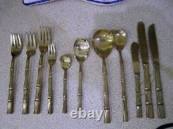 Beautiful 143 Piece Nickle Silver Plate'gold' Bamboo Handled Cutlery Set
