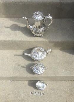 Beautiful Hand Chased 5 Pc Sheffield Silver Plated Tea Set