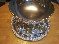 Beautiful Towle Vintage Silver-Plated Punch Bowl Set with 14 Cups