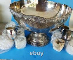 Beautiful Towle Vintage Silver-Plated Punch Bowl Set with 15 Cups