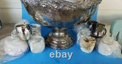 Beautiful Towle Vintage Silver-Plated Punch Bowl Set with 15 Cups