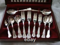 Beautiful Viners Silver Plated Kings Pattern Full 44 Piece Canteen Ofcutelry Set