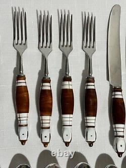 Bjorn Wiinblad Siena for Rosenthal Brown Flatware Service Fork Spoon Knife 22