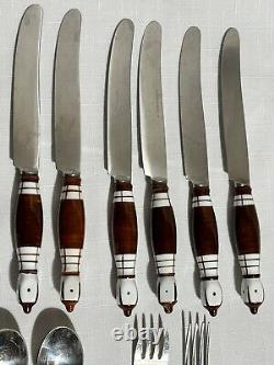 Bjorn Wiinblad Siena for Rosenthal Brown Flatware Service Fork Spoon Knife 22