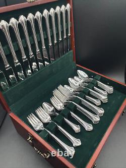 Boston Chippende by Towle Silver Plate Flatware Set For 12 With Chest- (66) Pieces