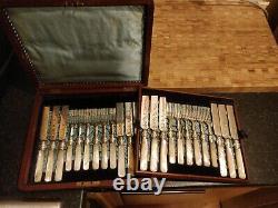 Boxed Set 24 Silver Plated & Mother Of Pearl Fish Knives & Forks
