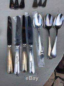 CHRISTOFLE ALBI SILVER PLATE DINNER SET FLATWARE 8 settings with extras
