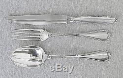 CHRISTOFLE ANTIQUE SILVER PLATE FLATWARE SET 12 SPOONS, 12 INOX KNIVES, 10 FORKS