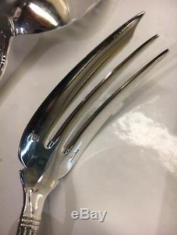 CHRISTOFLE ARIA Silverplate Flatware Serving Set Spoon Fork Pierced Spoon NICE